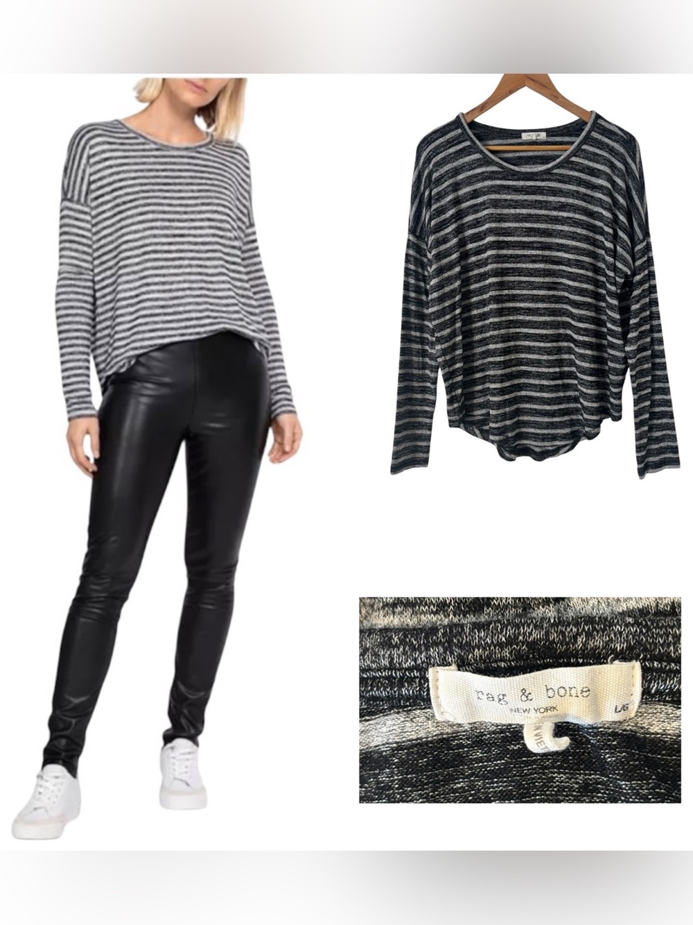 Rag & Bone The Knit Striped Long-Sleeve Top - Picture 1 of 4